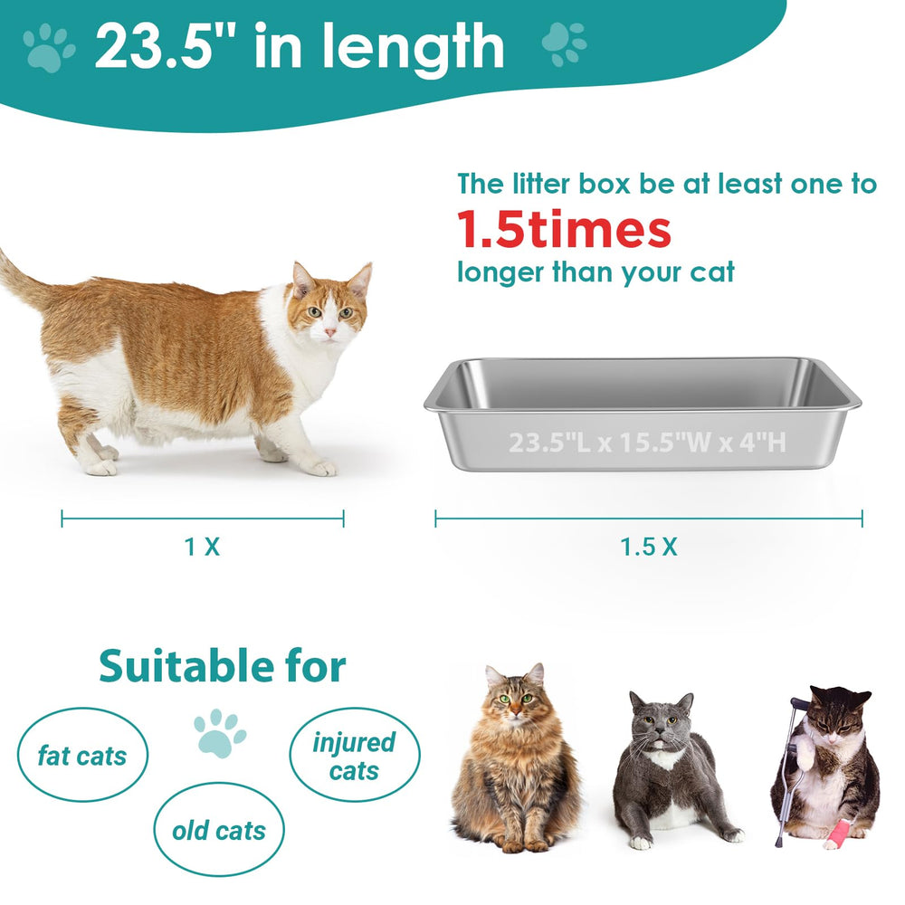 ikitchen stainless steel cat litter box anti-slip bottom photo emphasizes floor protection