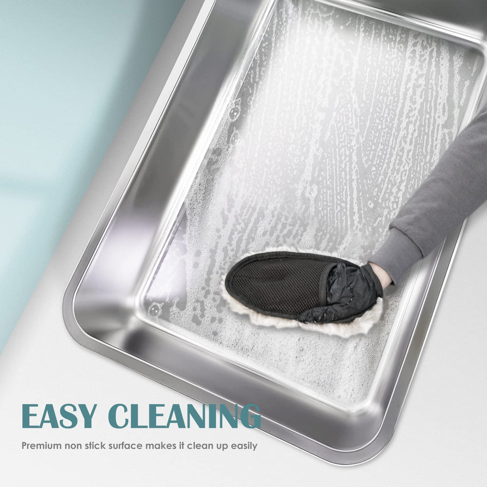 IKITCHEN stainless steel litter box interior stays odor-free with hygienic surface.