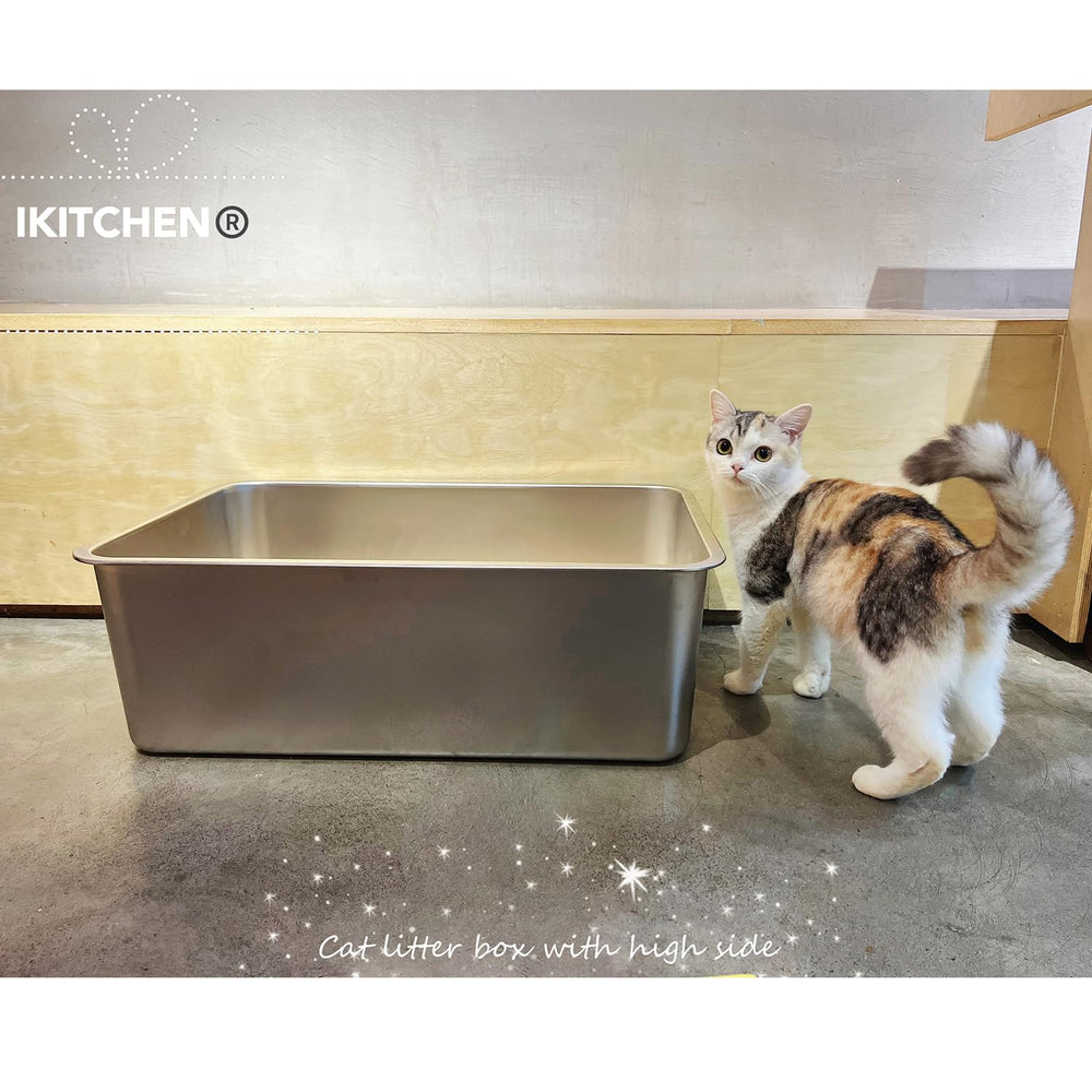 IKITCHEN stainless steel litter box anti-slip bottom protects floors