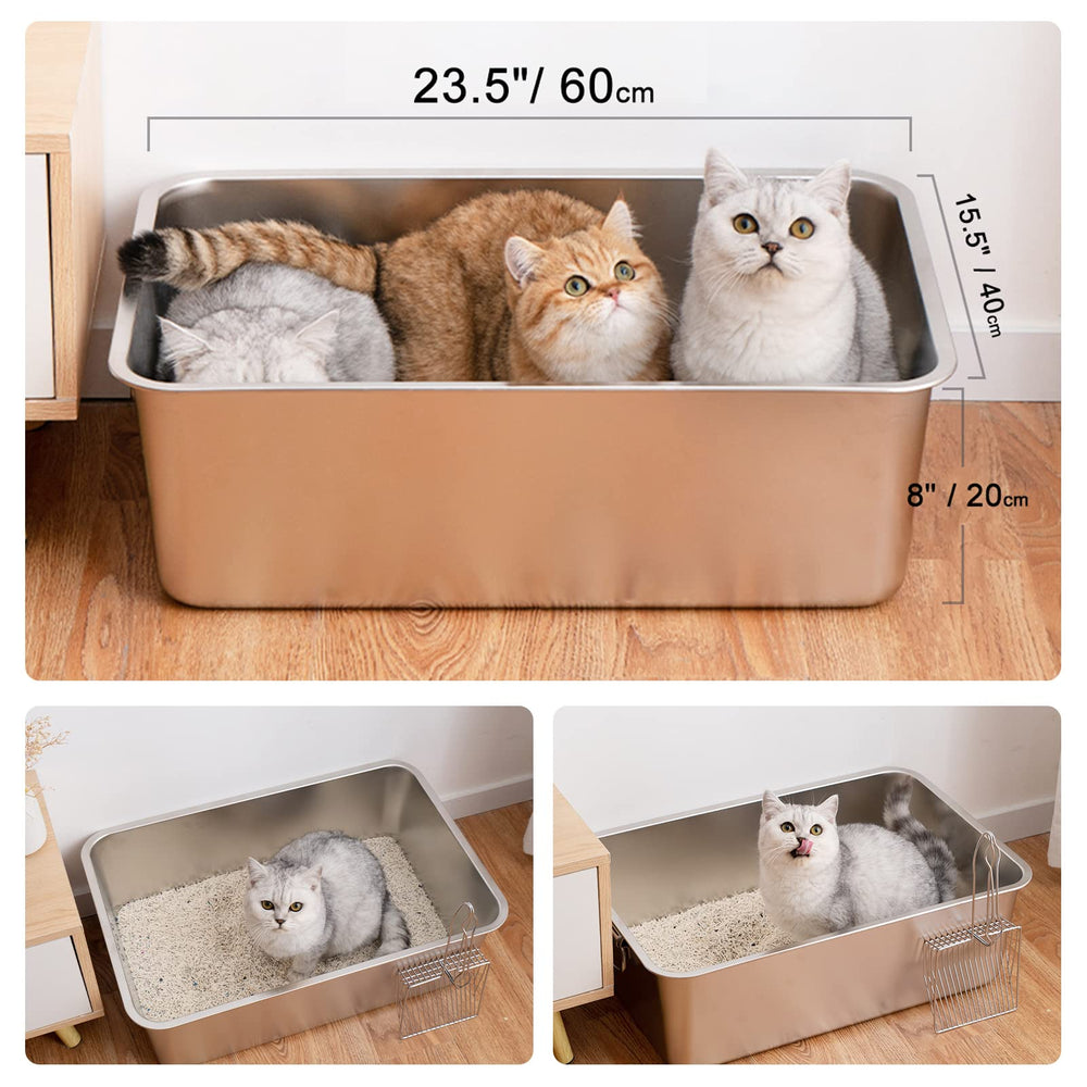 IKITCHEN stainless steel litter box is easy to clean with a quick rinse