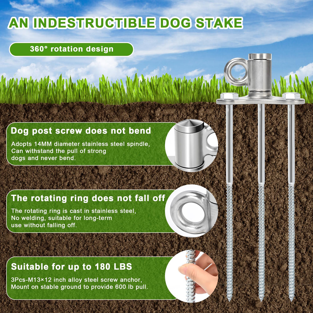 ikleione 304 stainless steel dog stake resists rust in wet weather