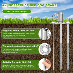 ikleione 304 stainless steel dog stake resists rust in wet weather