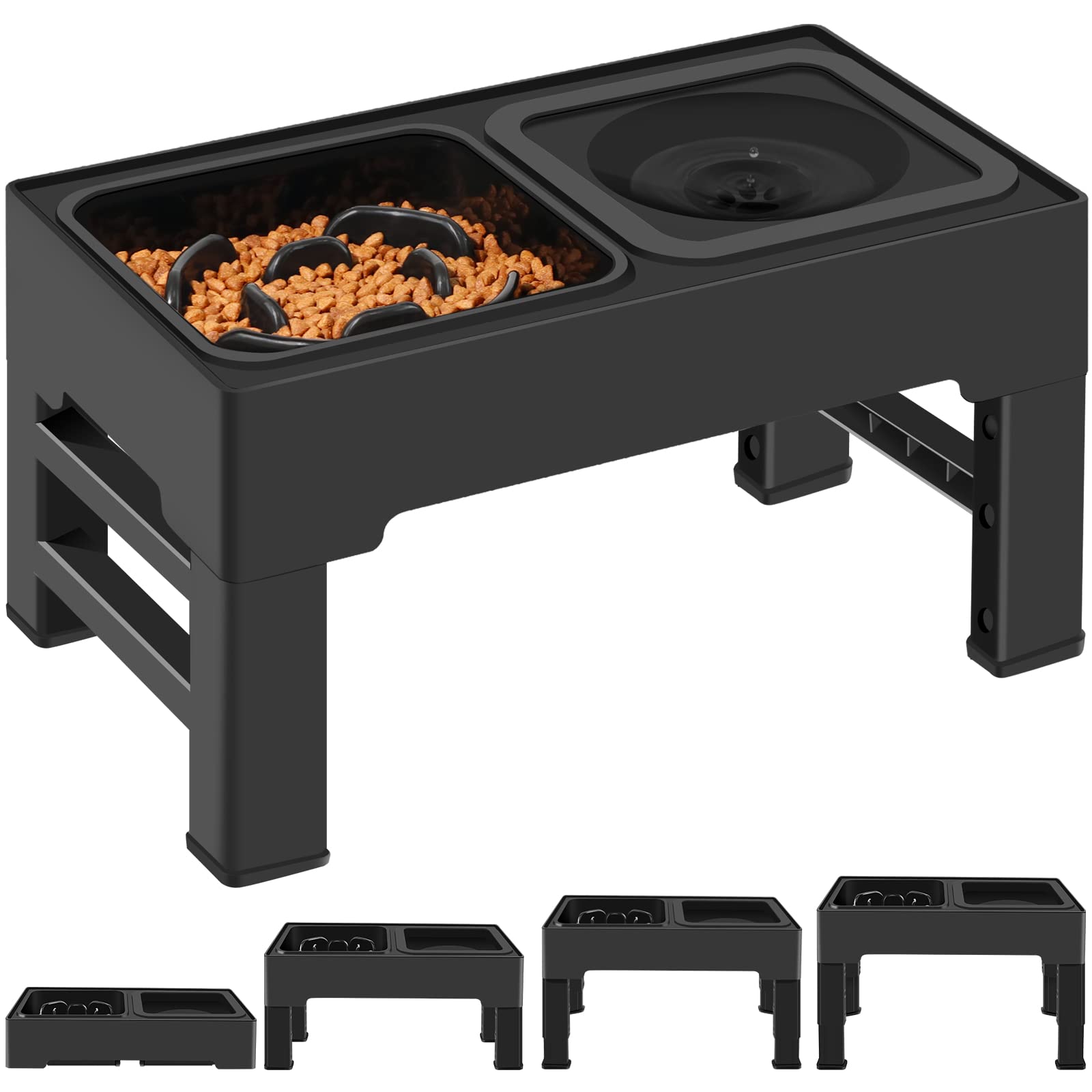 ikuso elevated slow feeder stand with adjustable height for growing dogs