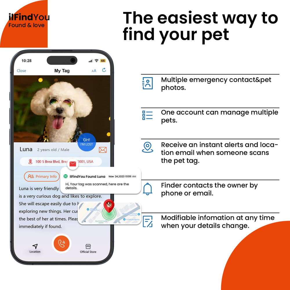 ilFindYou airTag case integration enables quick, safe pet location checks.
