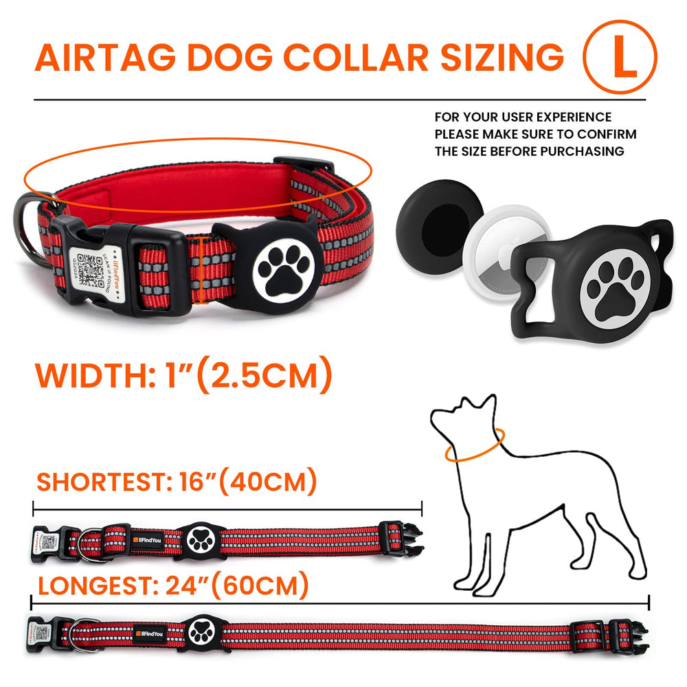 ILFINDYOU AirTag dog collar alloy D-ring provides secure leash attachment