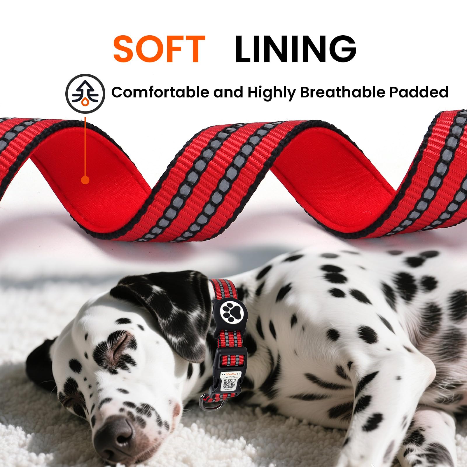 ILFINDYOU AirTag dog collar red color enhances identification and brand recognition
