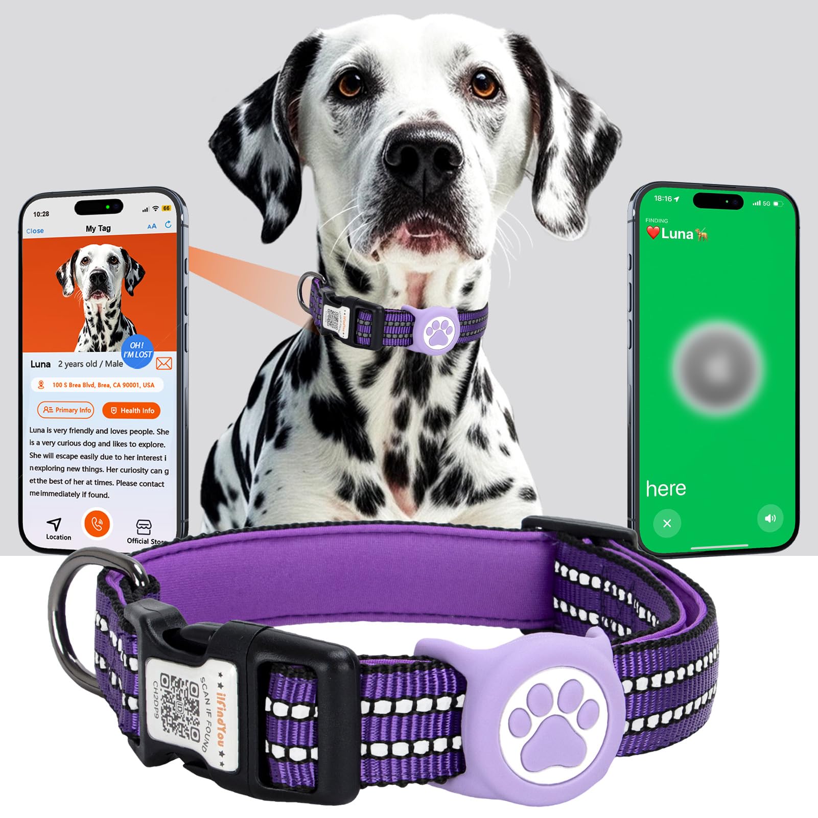ILFINDYOU AirTag Dog Collar Waterproof exterior supports water play and security