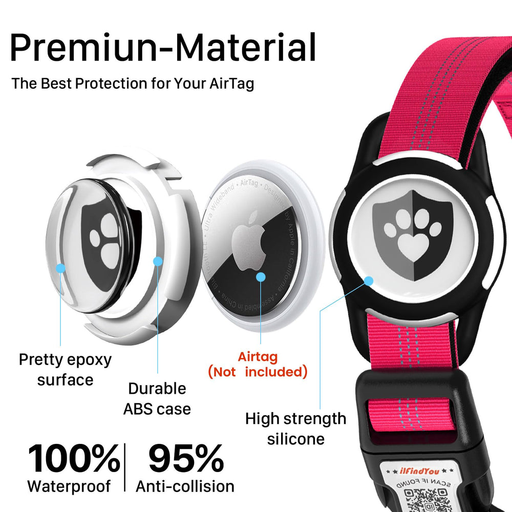 ILFINDYOU AirTag holder on collar for secure ID and quick lookup when needed