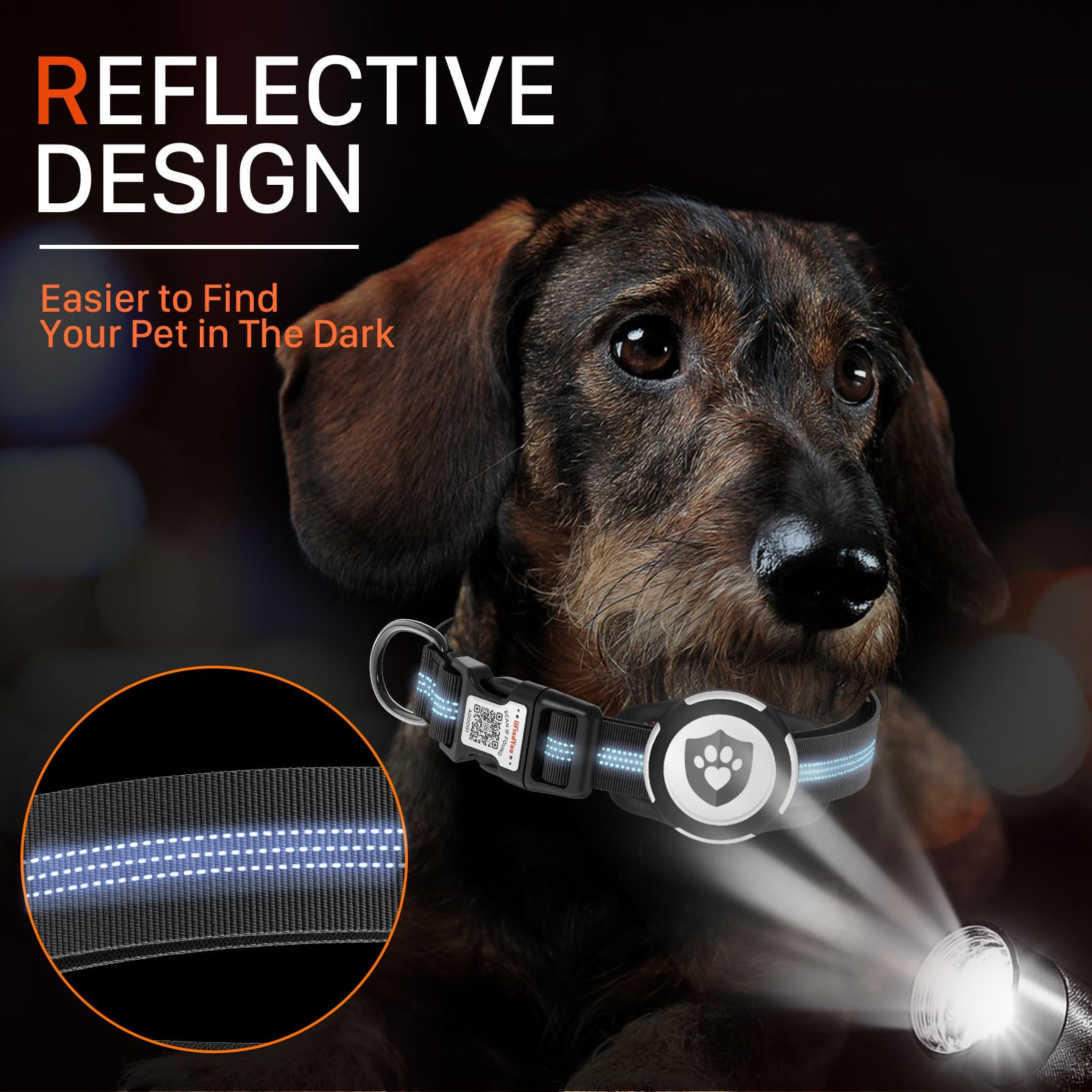ilFindYou durable padded nylon collar stands up to active play.