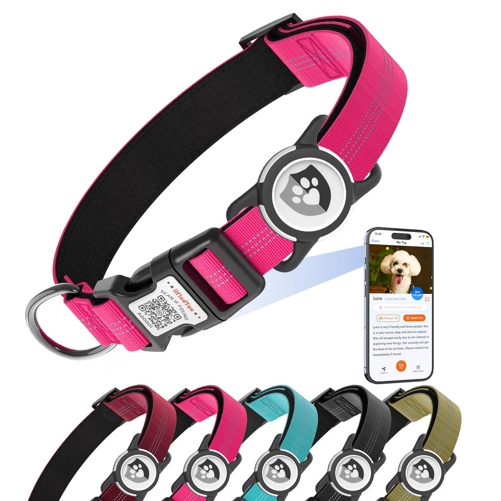 ilFindYou Reflective Dog Collar rose red packaged in a luxury box for gifting.