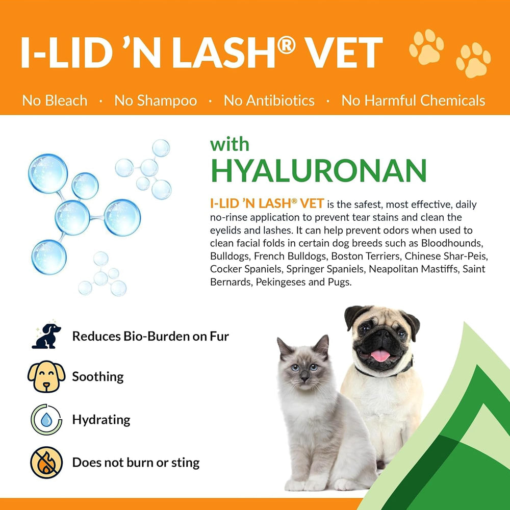 I-LID ’N LASH hyaluronan-based formula for gentle tear-stain care.