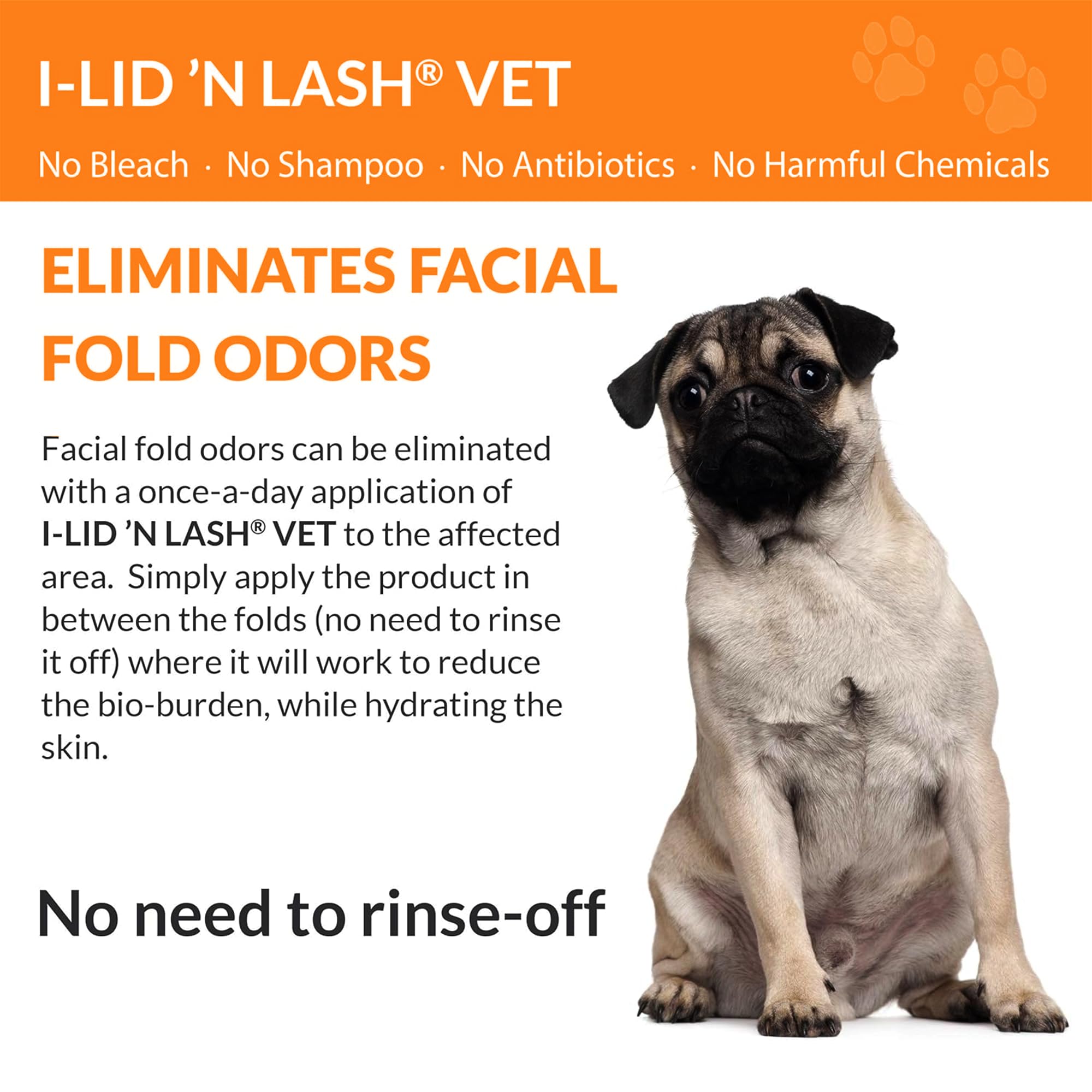 I-LID ’N LASH tear-stain remover wipes paired with Vet Pump for easy grooming.