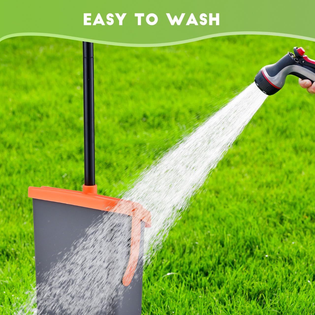 ilongood pooper scooper odor-blocking lid closeup highlights cleaner, less smelly outdoor cleaning