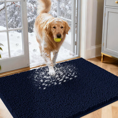 IM HOME dog door mat chenille close-up shows dense fibers trapping dirt for cleaner entryways.