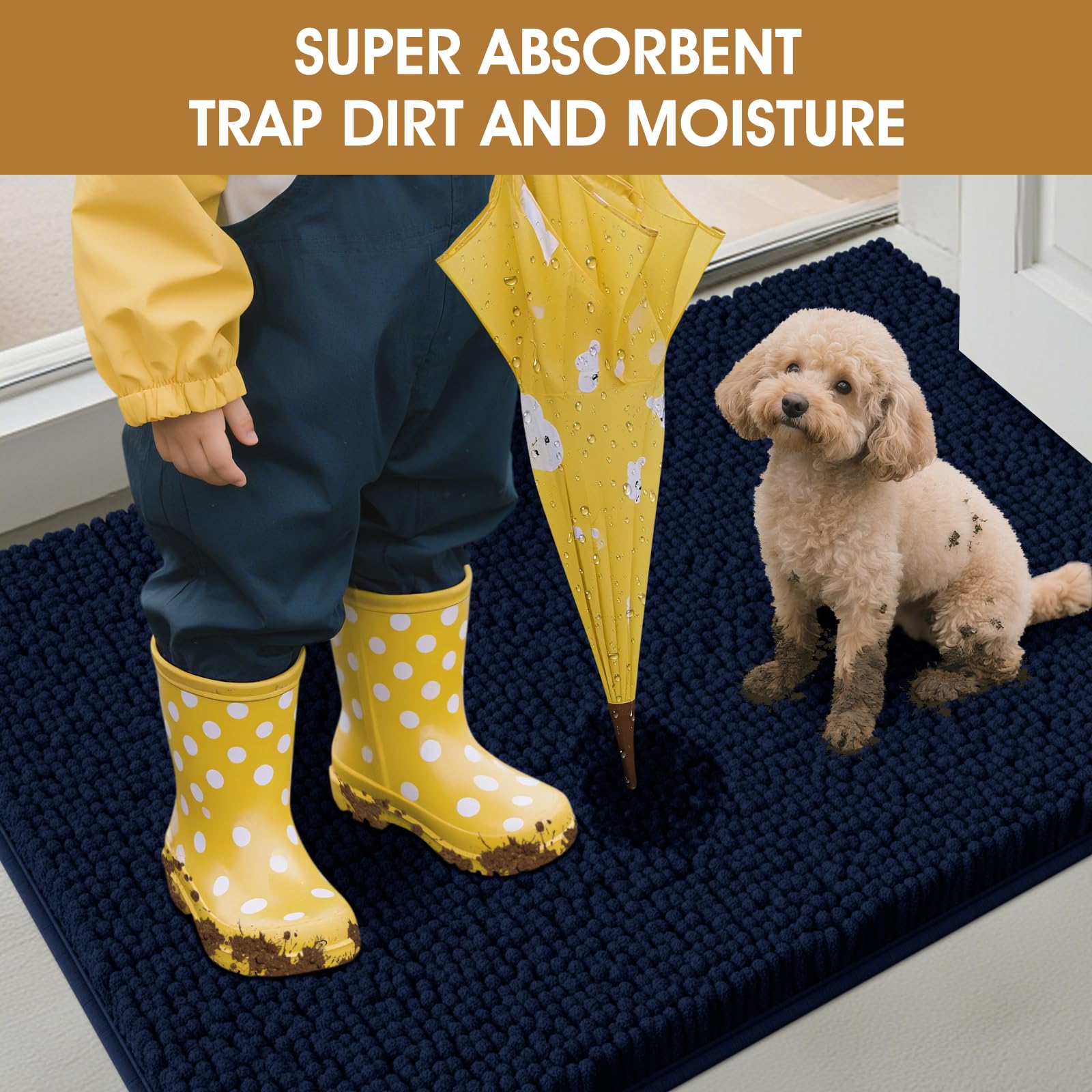 IM HOME dirt-moisture-trap close-up highlights absorbent fibers keeping floors dry.