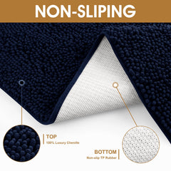 IM HOME natural-rubber-back close-up notes sturdy non-slip backing on smooth floors.