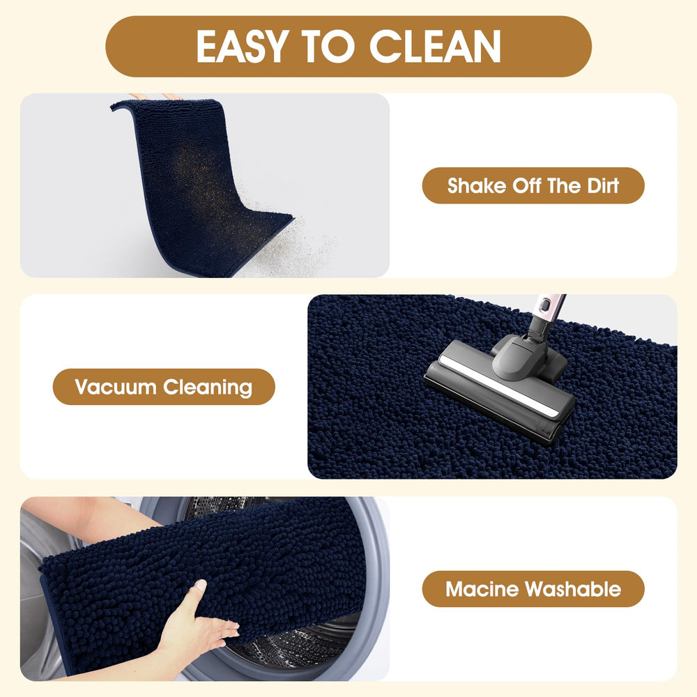 IM HOME navy-blue-color display evokes stylish entryway while hiding dirt.