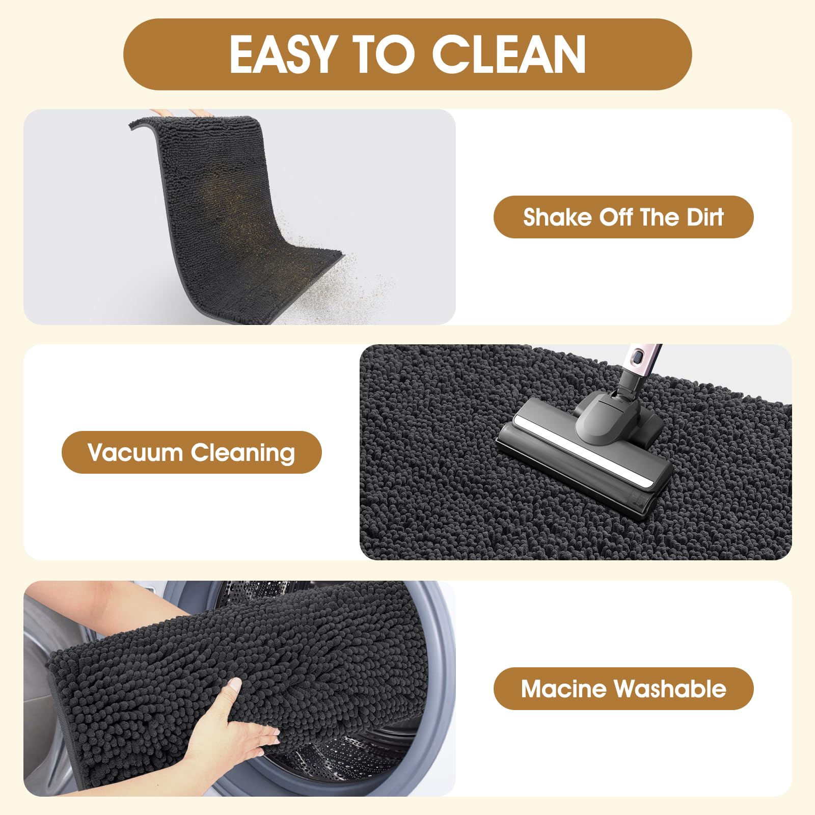 IM HOME muddy door mats machine-wash care for easy cleaning.