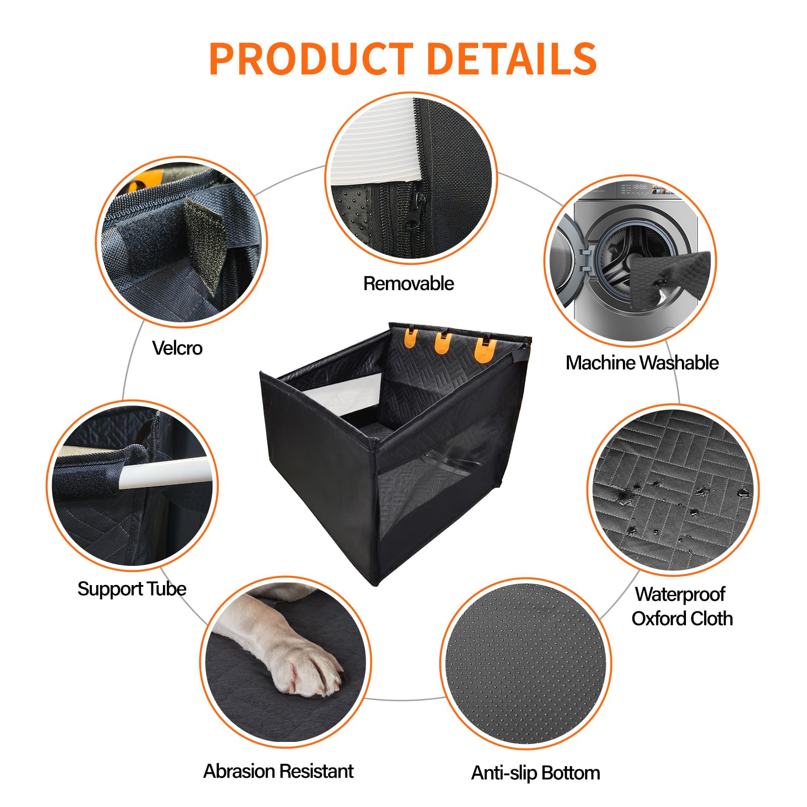 Imaboie dog car seat side-entry zippers allow easy door access for dogs.