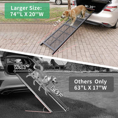 Imaboie dog ramp wide-surface 20in demonstrates secure footing and comfortable in-out for dogs.