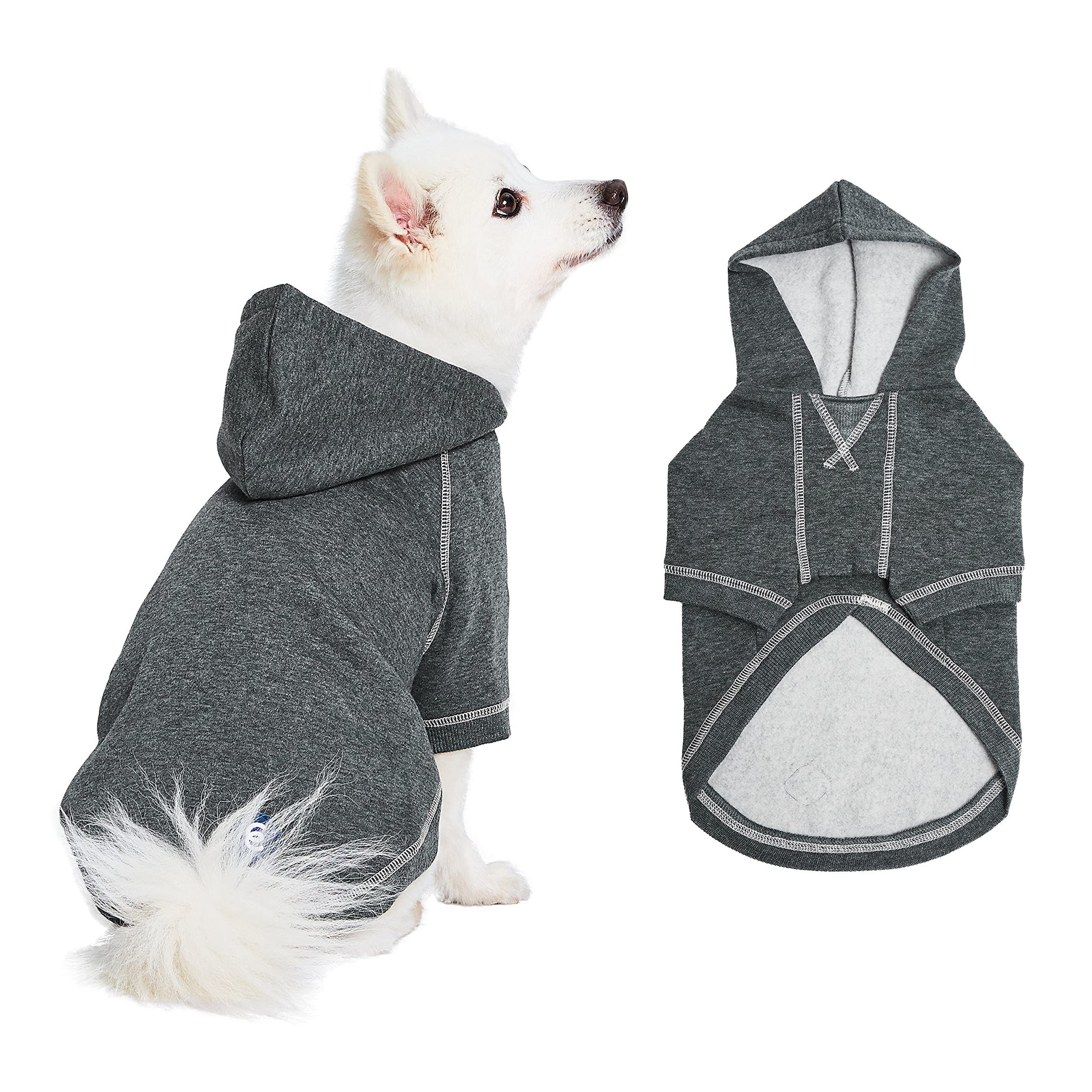 Blueberry Pet Essentials Dog Hoodie – 10 inch, Cotton‑Blend Sweatshirt with Hood, Charcoal Grey, Machine‑Washable Small‑Dog Jersey