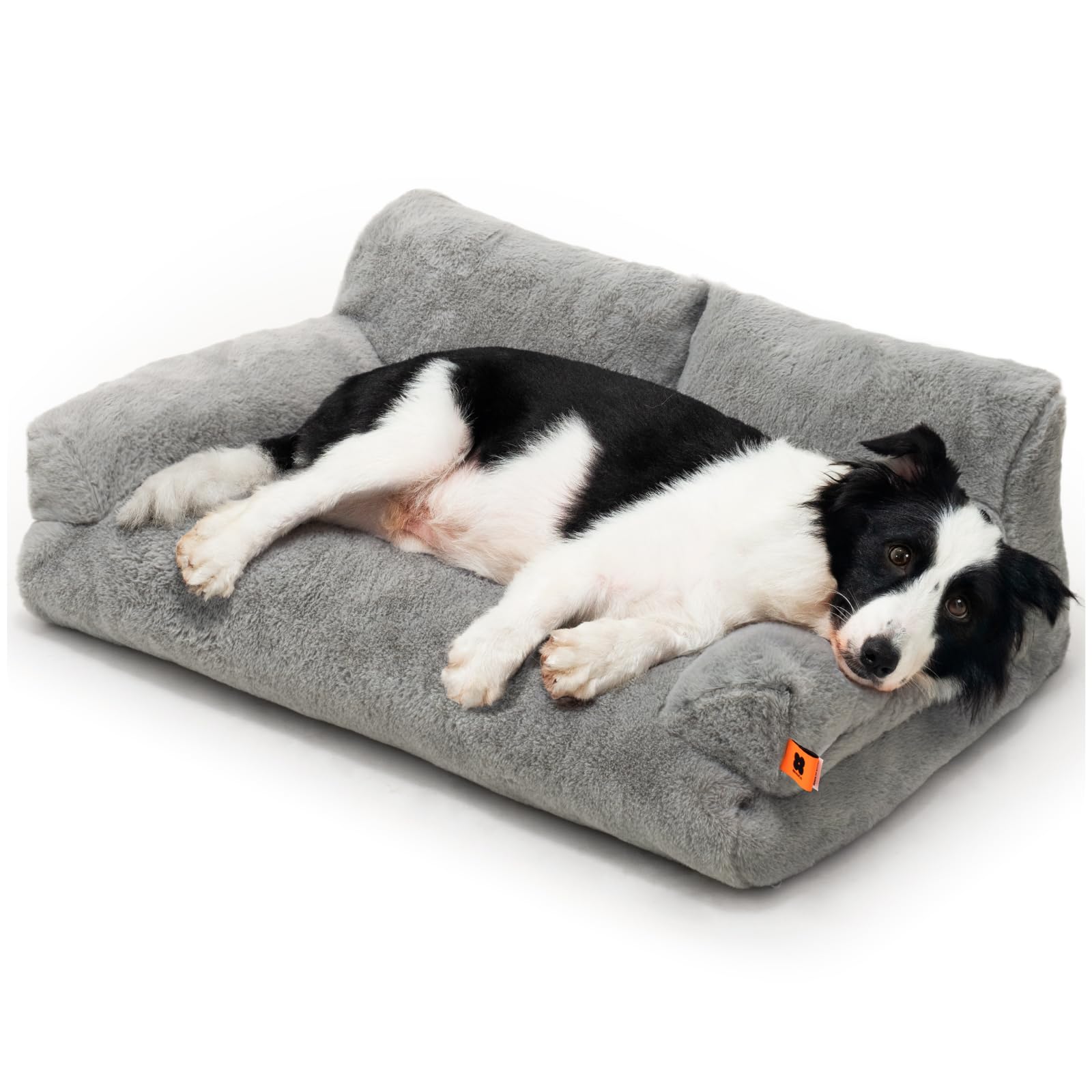 MEWOOFUN Cat Bed for Indoor Cats, Washable Dog Beds for Small Medium Dogs & Cats, Fluffy Cat Couch with Non-Slip Bottom (Grey, 33.5" L x 25.6" W x 11.5" Th)