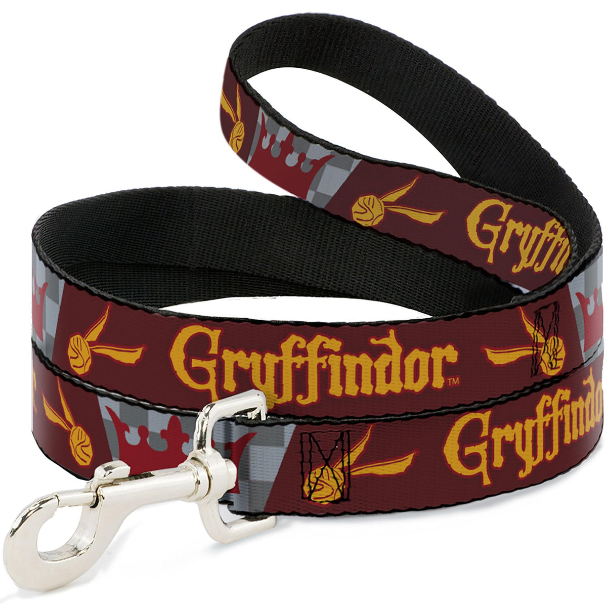 Warner Bros. Pet Leash, Dog Leash, Harry Potter Gryffindor Quiditch Ball Crown Red Golds Grays, 4 Feet Long 1.5 Inch Wide