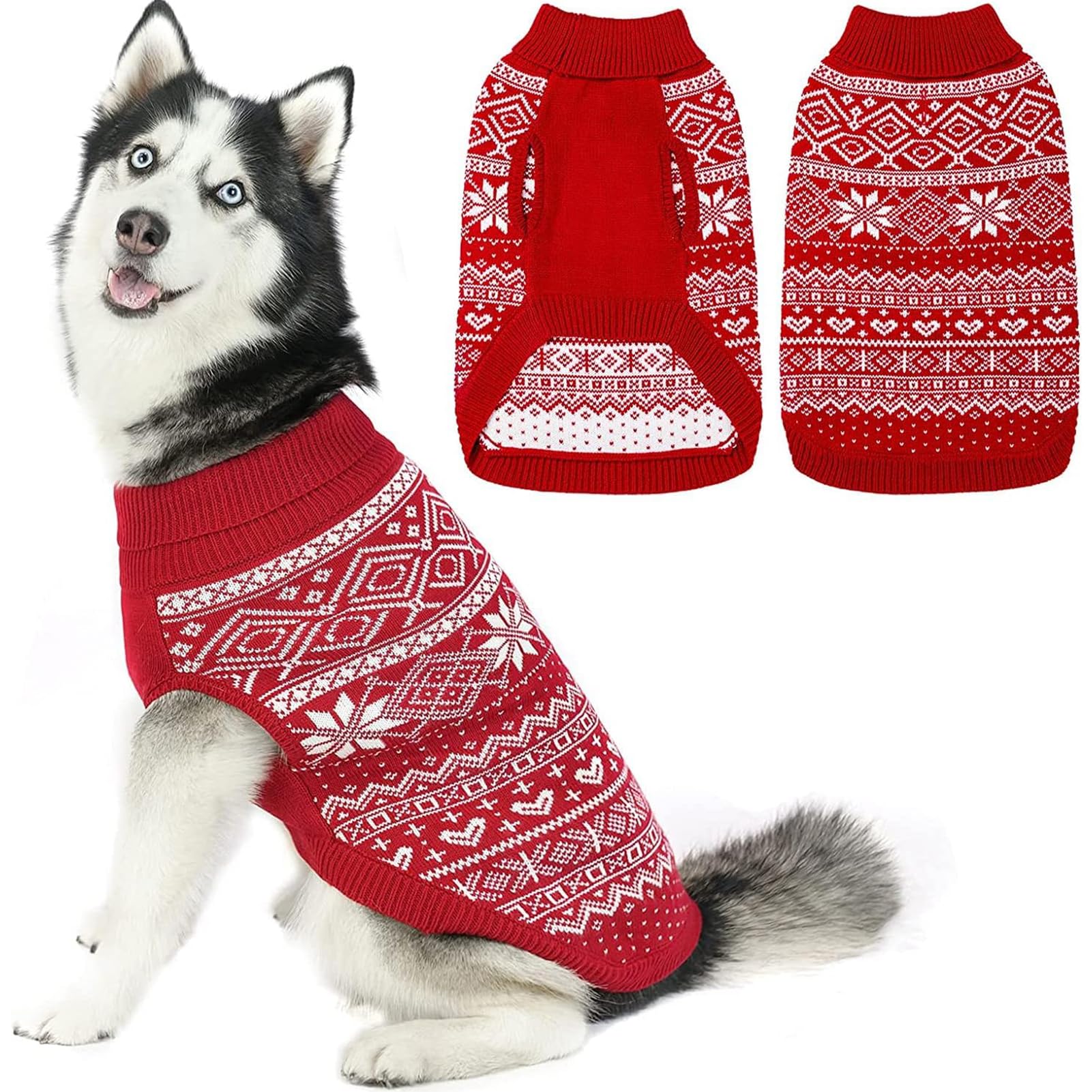 HOMIMP Dog Sweater Argyle - Warm Winter Coat for Dogs | Soft Elastic Knit, 7 Colors