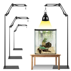 BETAZOOER 360° Adjustable Reptile Lamp Stand | Heavy Duty Metal Heat Lamp Holder (12-54in) for Bearded Dragons, Snake Tanks | 180° Foldable & Anti-Slip Base