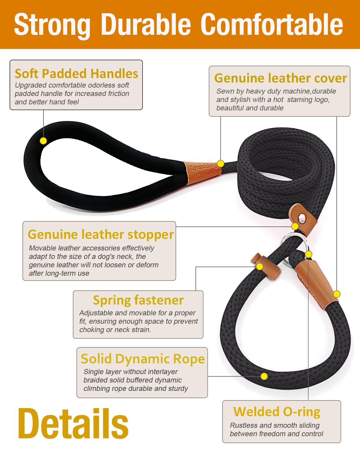 Lynxking Slip Lead Dog Leash – 6 ft x 1/2