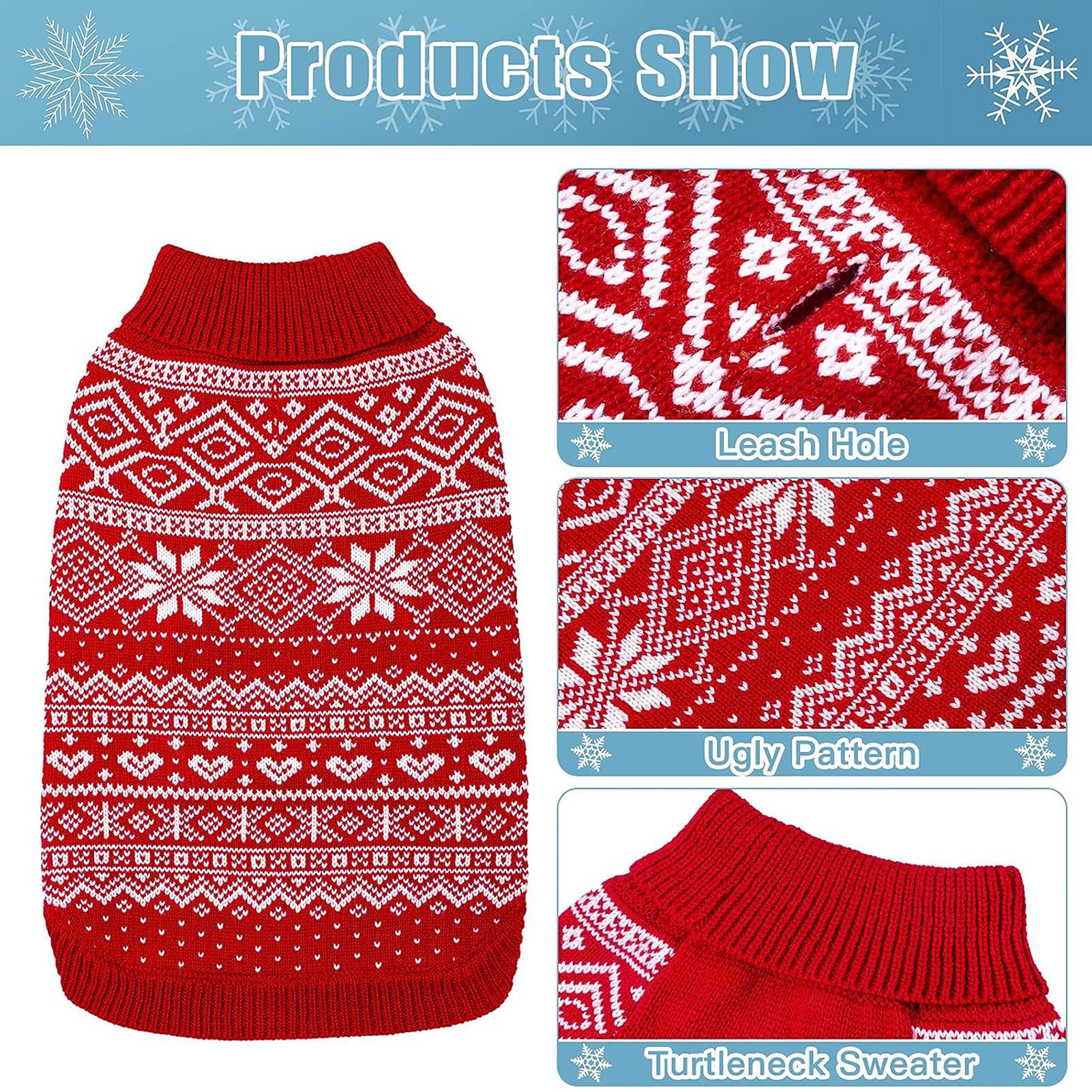 HOMIMP Dog Sweater Argyle - Warm Winter Coat for Dogs | Soft Elastic Knit, 7 Colors