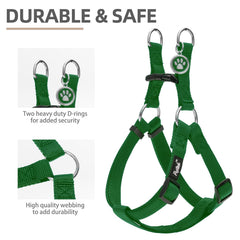PUPTECK No Pull Dog Harness Soft Adjustable Basic Nylon Step in Puppy Vest Outdoor Walking with ID Tag, Blackish Green, M