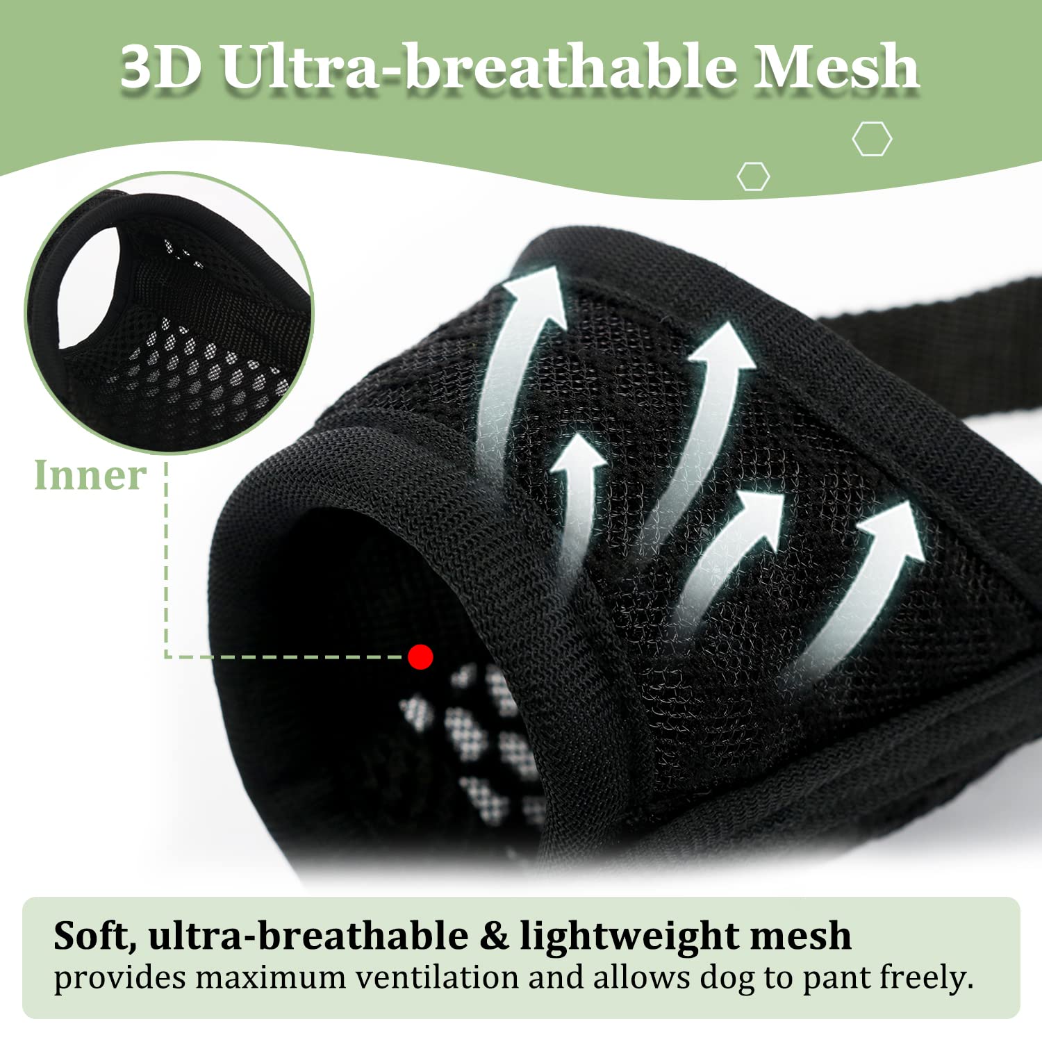 Mayerzon Dog Muzzle, Puppy Soft Mesh Muzzle for Small Medium Large Dogs Chihuahua Poodles Beagle Dachshund Corgis Labrador for Biting Chewing Grooming That Allows Panting Drinking(M, Black)