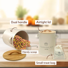 ALHIARA Dog Treat Container Airtight with Scoop – Large 5–7 lbs (24 Cups) Capacity for Biscuits, Snacks & Kibble – 2-Piece Storage Set with Small Bonus Canister – Decorative Countertop Jar