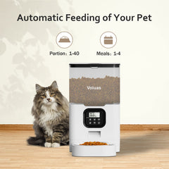 Voluas cat feeder four meals per day visual demonstrates flexible portion control.
