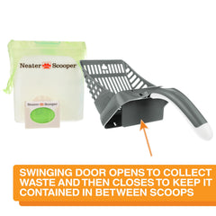 Neater Pet Brands Neater Scooper Standard Cat Litter Scoop, 60 Refill Bags – Mess-Free Cat Litter Scooper with Bag, Spill-Proof Kitty Box Sifter, Bin Doubles as Scoop Holder, For Single-Cat Households