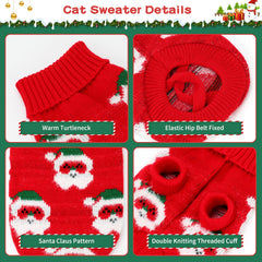 BWOGUE 2 Packs Cat Christmas Sweater Dog Sweaters Pet Cat Winter Knitwear Warm Clothes Pet Santa Claus Merry Christmas Pets Sweaters for Kittys and Small Dogs