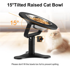 Tolopu Raised Cat Bowls – Height-Adjustable Stand, 15° Tilt, Non-Slip Stainless Steel (2-Pack)