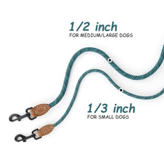 Mile High Life Small Dog Leash, Thin Rope Leash with Genuine Leather Connection and Heavy Duty Metal Clasp, Great for Small Medium Dogs(Green,48 Inch-1/3)