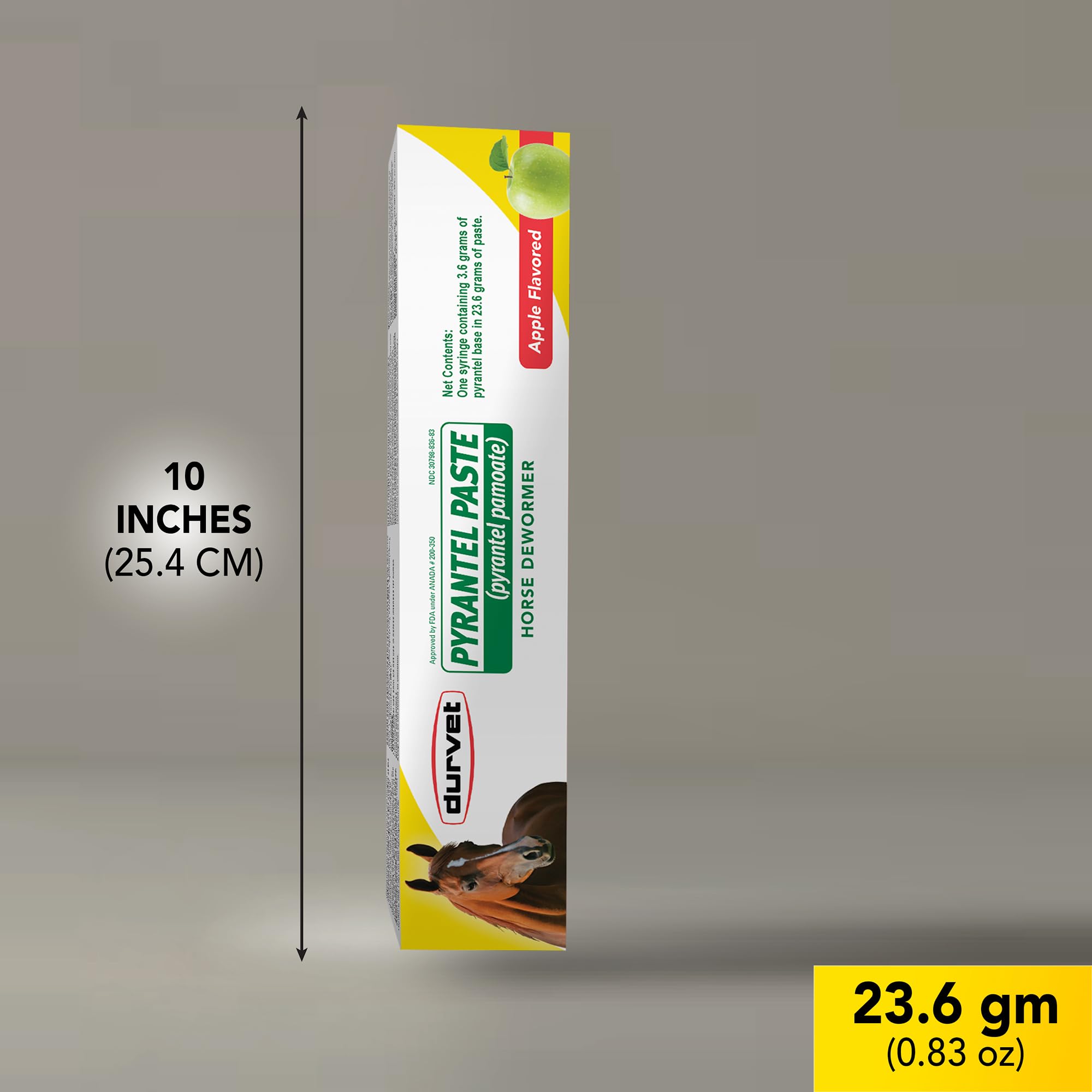 Durvet Pyrantel Paste Wormer for Horses 23.6g – Apple Flavor, Single-Dose