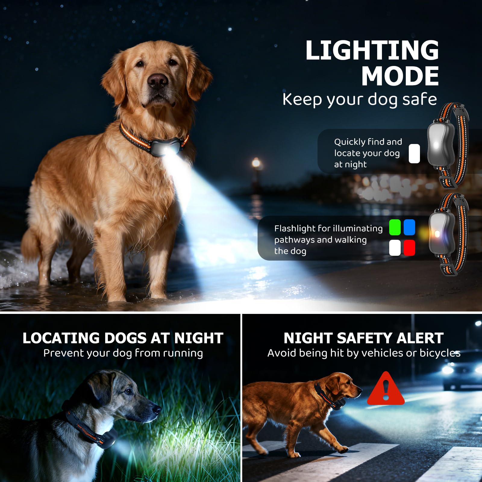 Shock Collar for Dog - 3300FT Dog Shock Collar with Remote, IP67 Waterproof Training Collar with 3 Modes & LED Light, Rechargeable e Collar for Large Medium Small Dogs