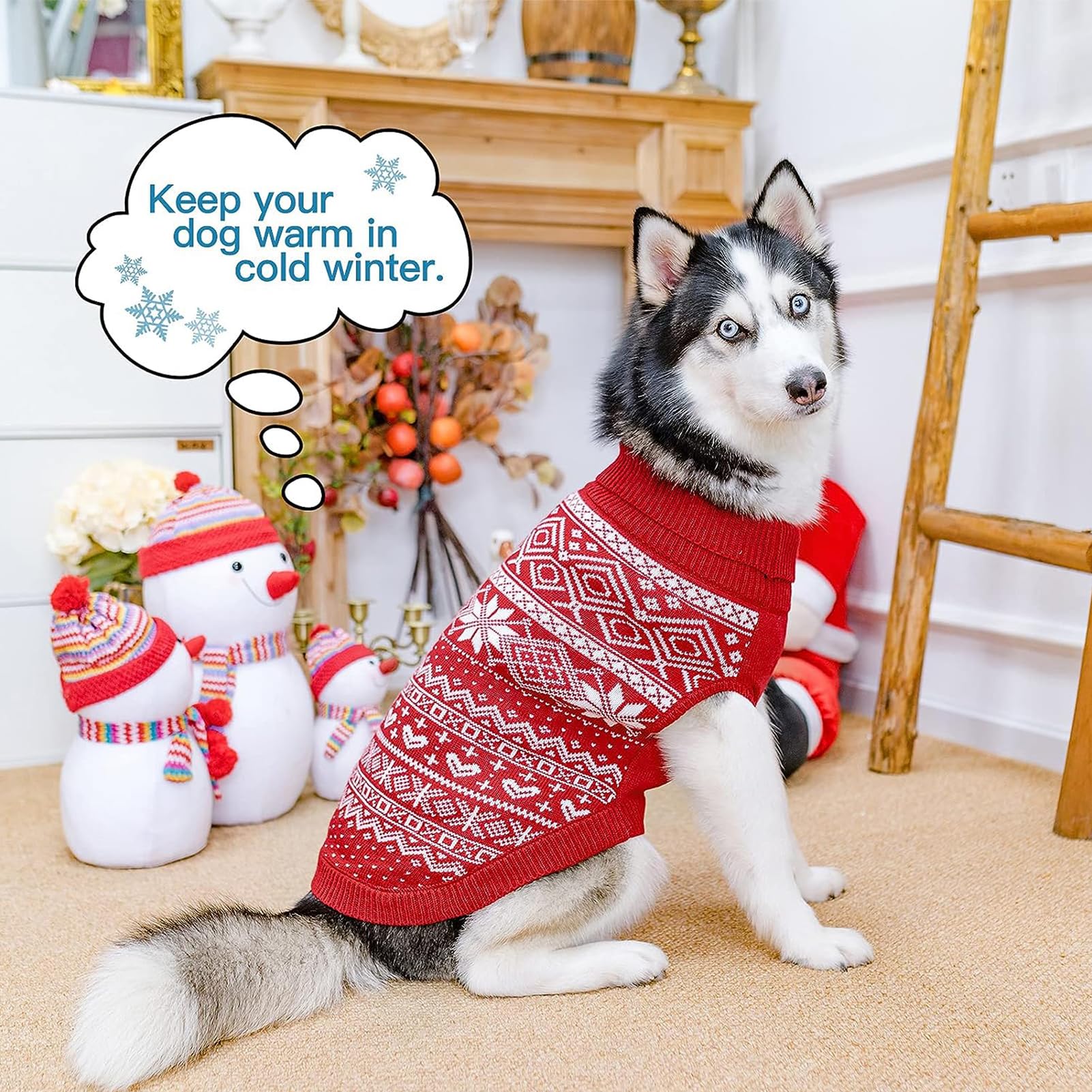HOMIMP Dog Sweater Argyle - Warm Winter Coat for Dogs | Soft Elastic Knit, 7 Colors
