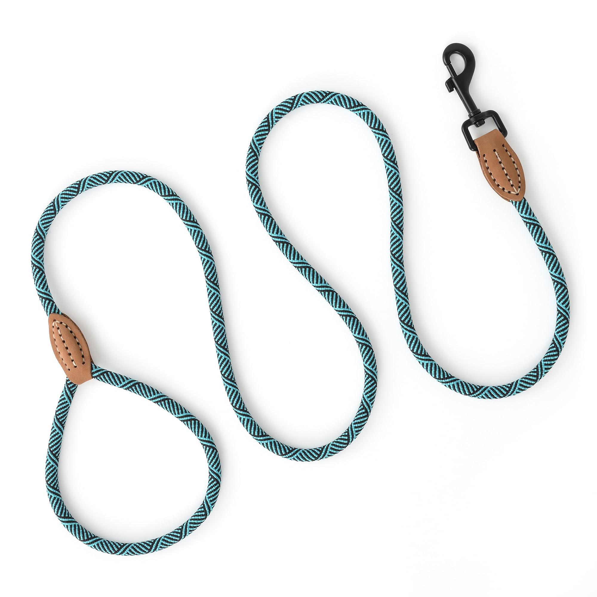Mile High Life Small Dog Leash, Thin Rope Leash with Genuine Leather Connection and Heavy Duty Metal Clasp, Great for Small Medium Dogs(Green,60 Inch-1/3)