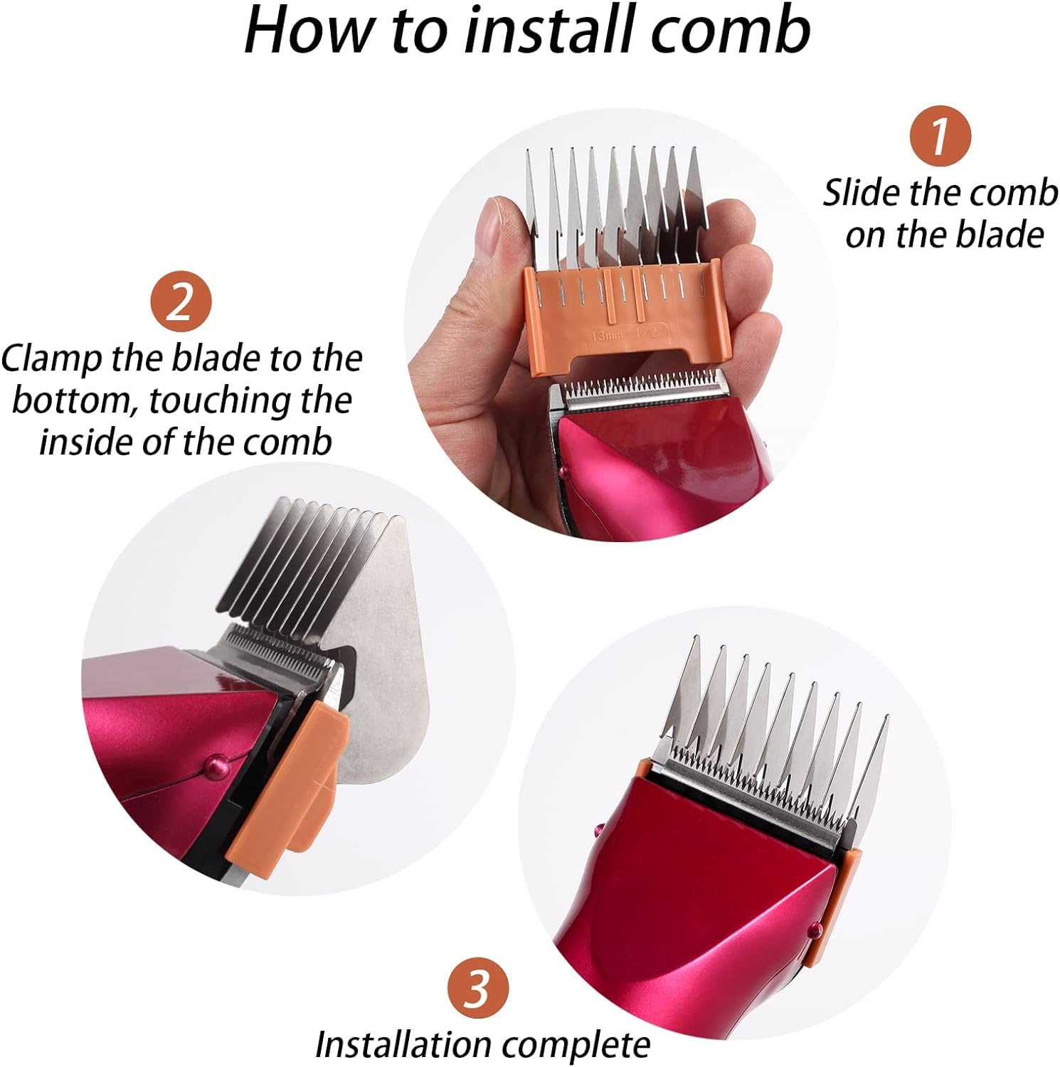 Animal Stainless Steel Attachment Guide Comb for 5-in-1 Detachable Blade,Compatible With Wahl Bravura,Arco,Chromado,Figura,and Motion,Pet,Dog,Cat,Horse Clippers