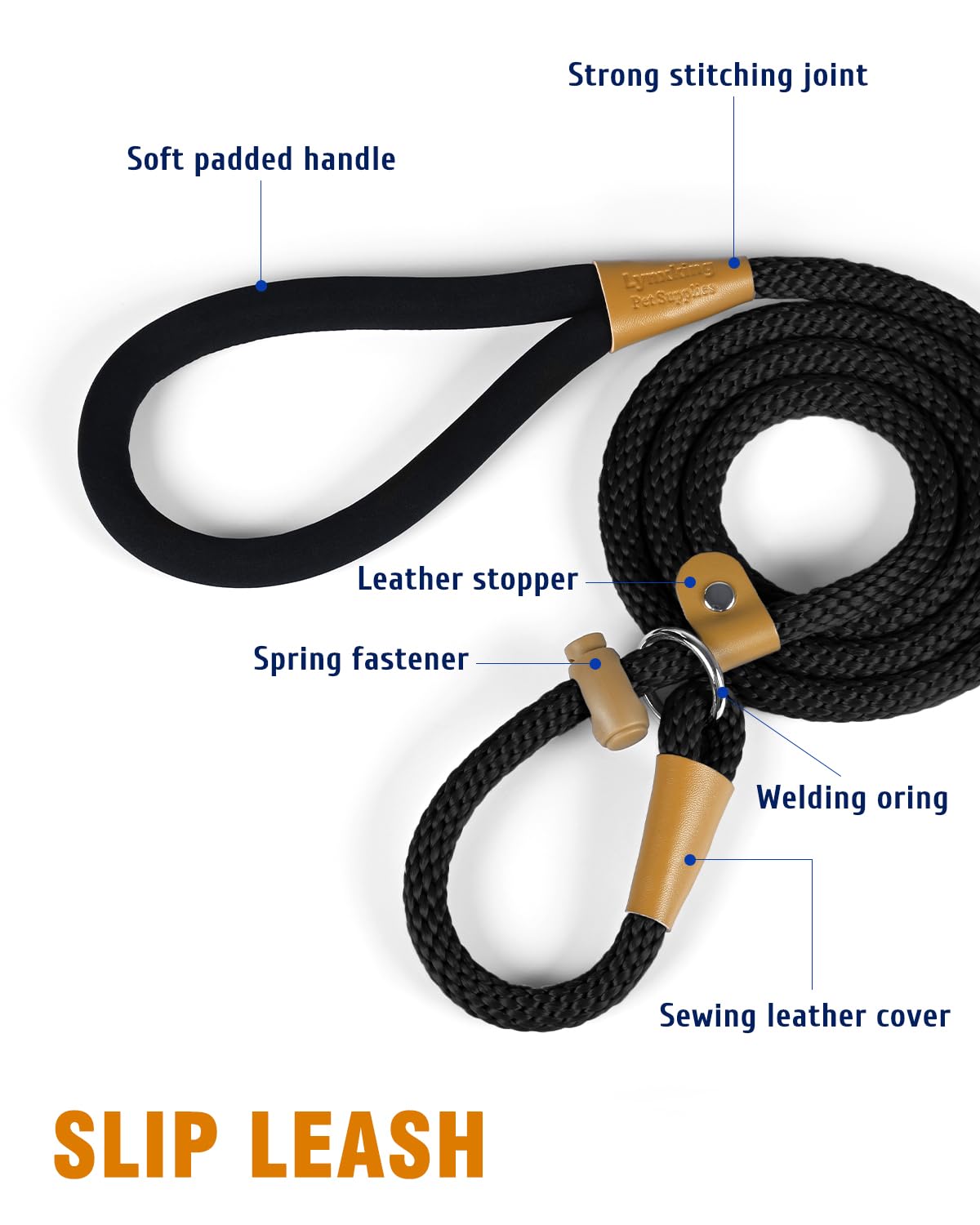 Lynxking Slip Lead Dog Leash – 6 ft x 1/2