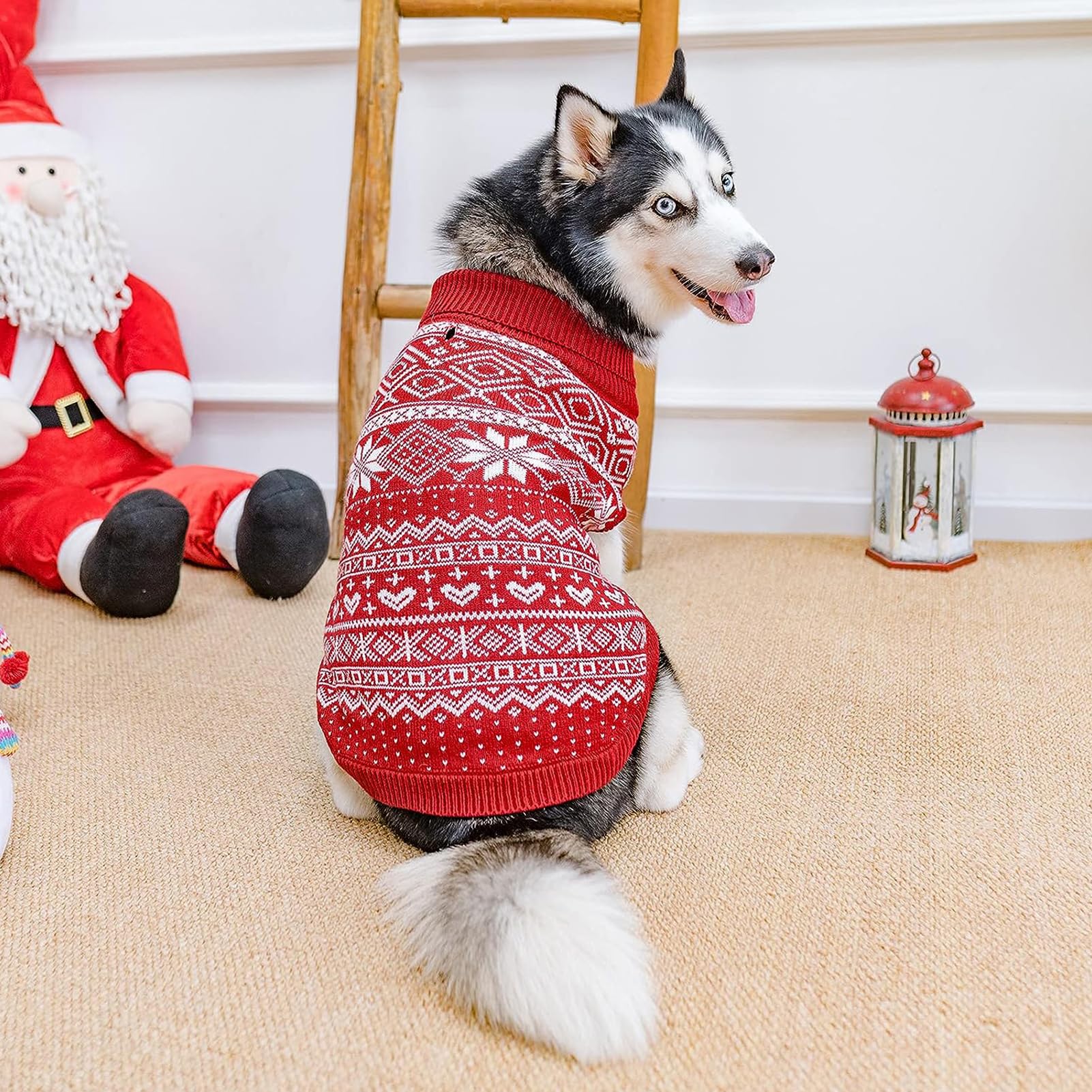 HOMIMP Dog Sweater Argyle - Warm Winter Coat for Dogs | Soft Elastic Knit, 7 Colors