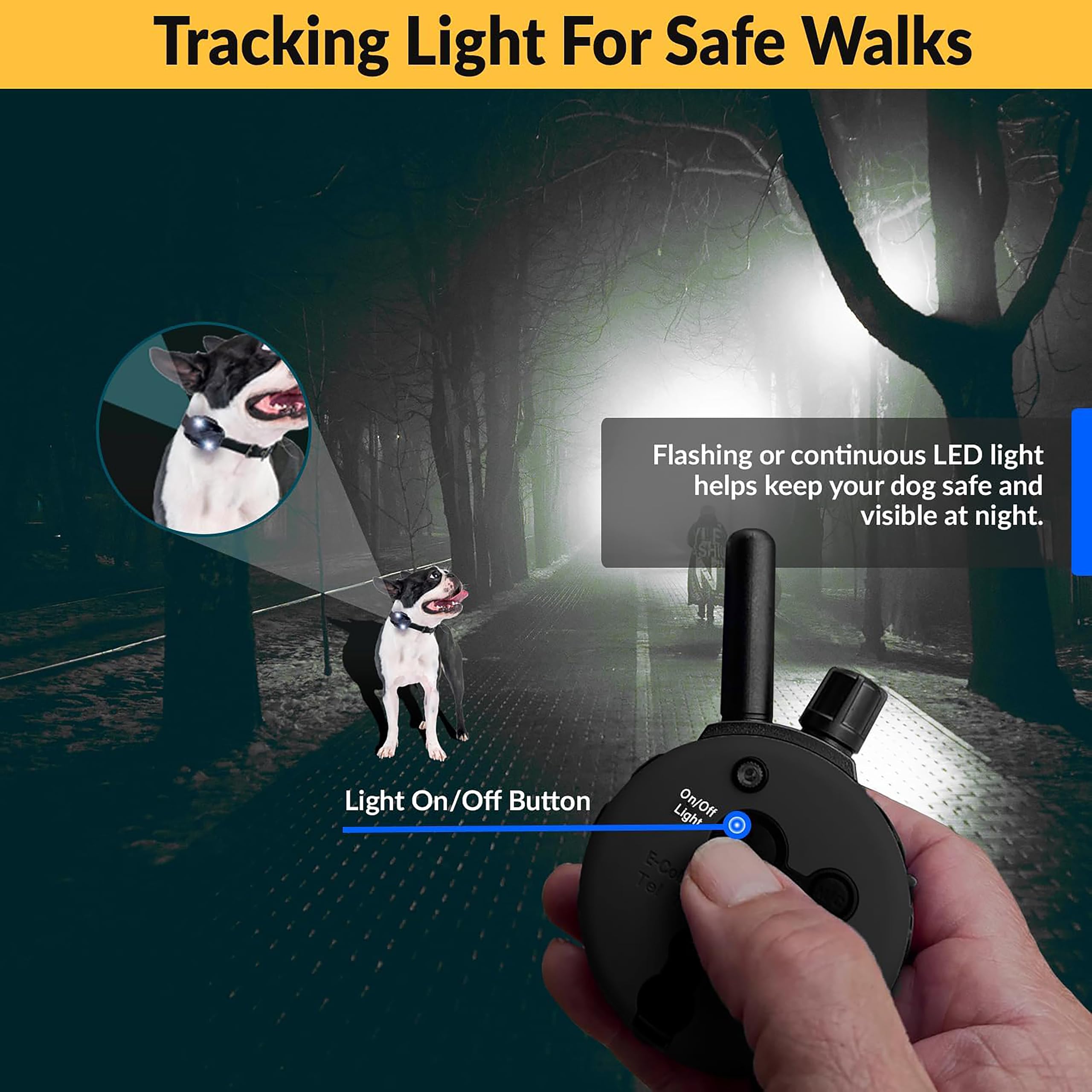 Educator E-Collar Humane Dog Training Collar with Remote, Features 100 Levels of Safe Stimulation, Tapping Sensation, Night Light, Waterproof, Rechargeable, 1 Mile 1 Dog, Black