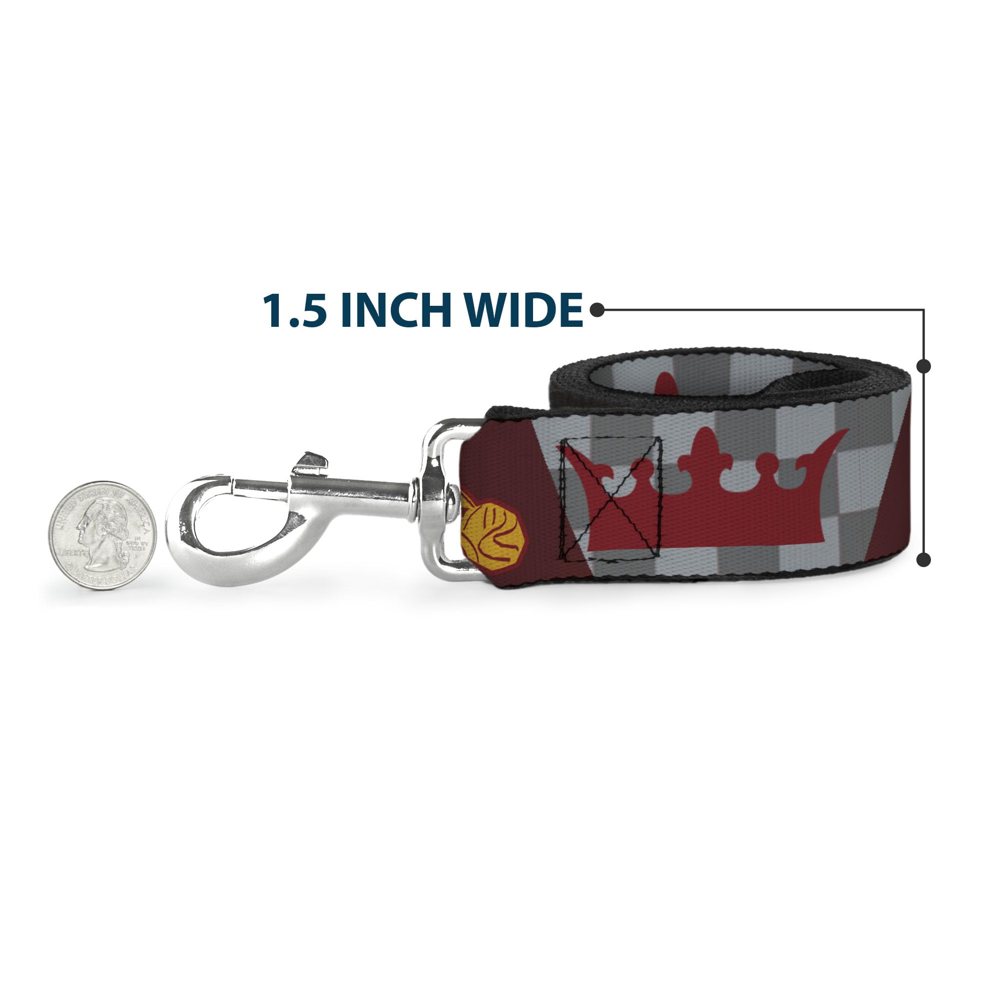 Warner Bros. Pet Leash, Dog Leash, Harry Potter Gryffindor Quiditch Ball Crown Red Golds Grays, 4 Feet Long 1.5 Inch Wide