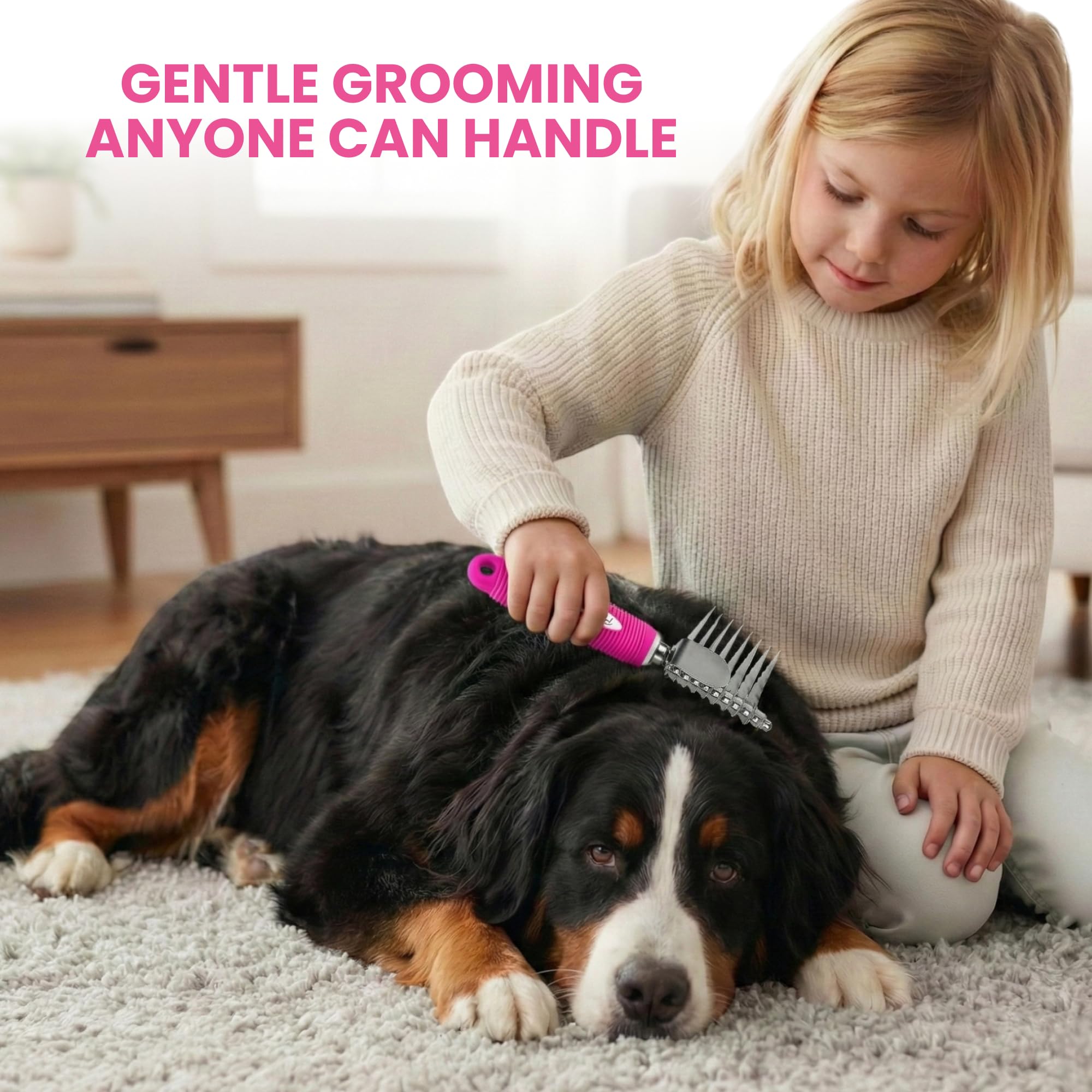 POODLIE Poodle Dematting Fur Rake – 2.5in Stainless Steel Detangler for Dogs & Cats