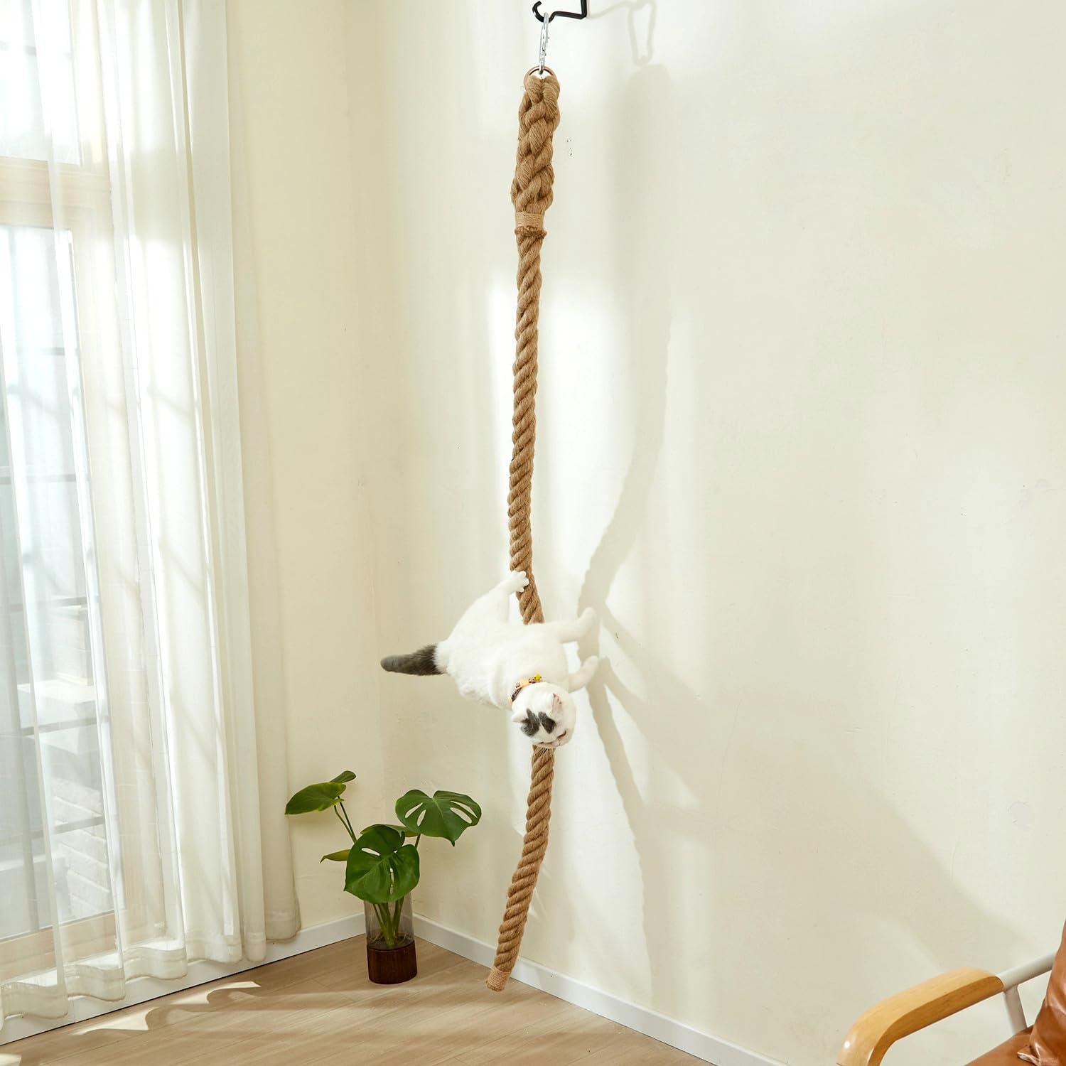 SHENGOCASE Cat Climbing Rope — 6.56 Ft Wall-Mounted Jute Climbing Pole (1.9